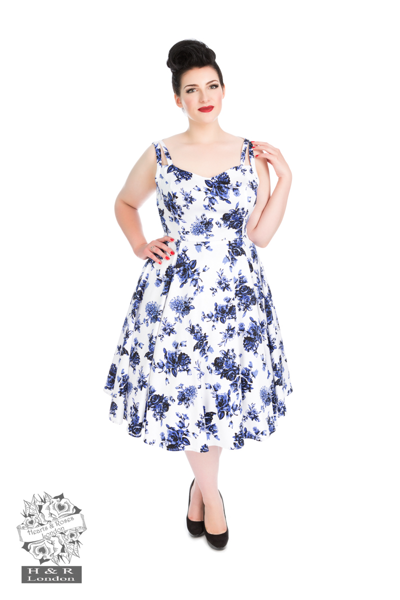 Blue Rosaceae Swing Dress in Plus Size